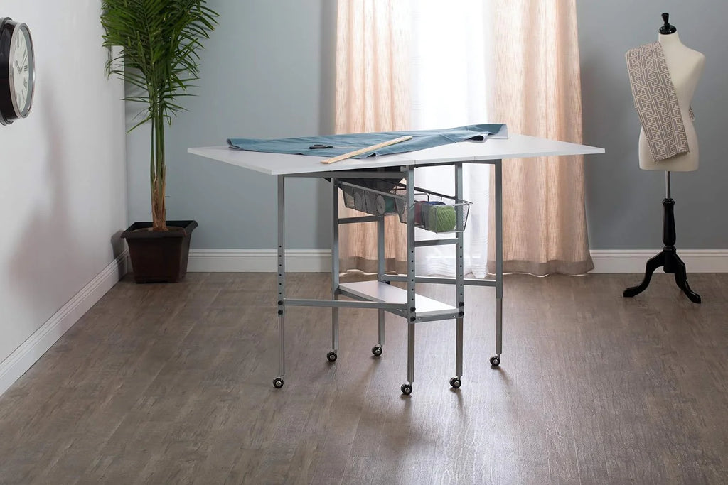 Sew Ready Hobby Cutting Table, 58.75x36.5, White/Silver