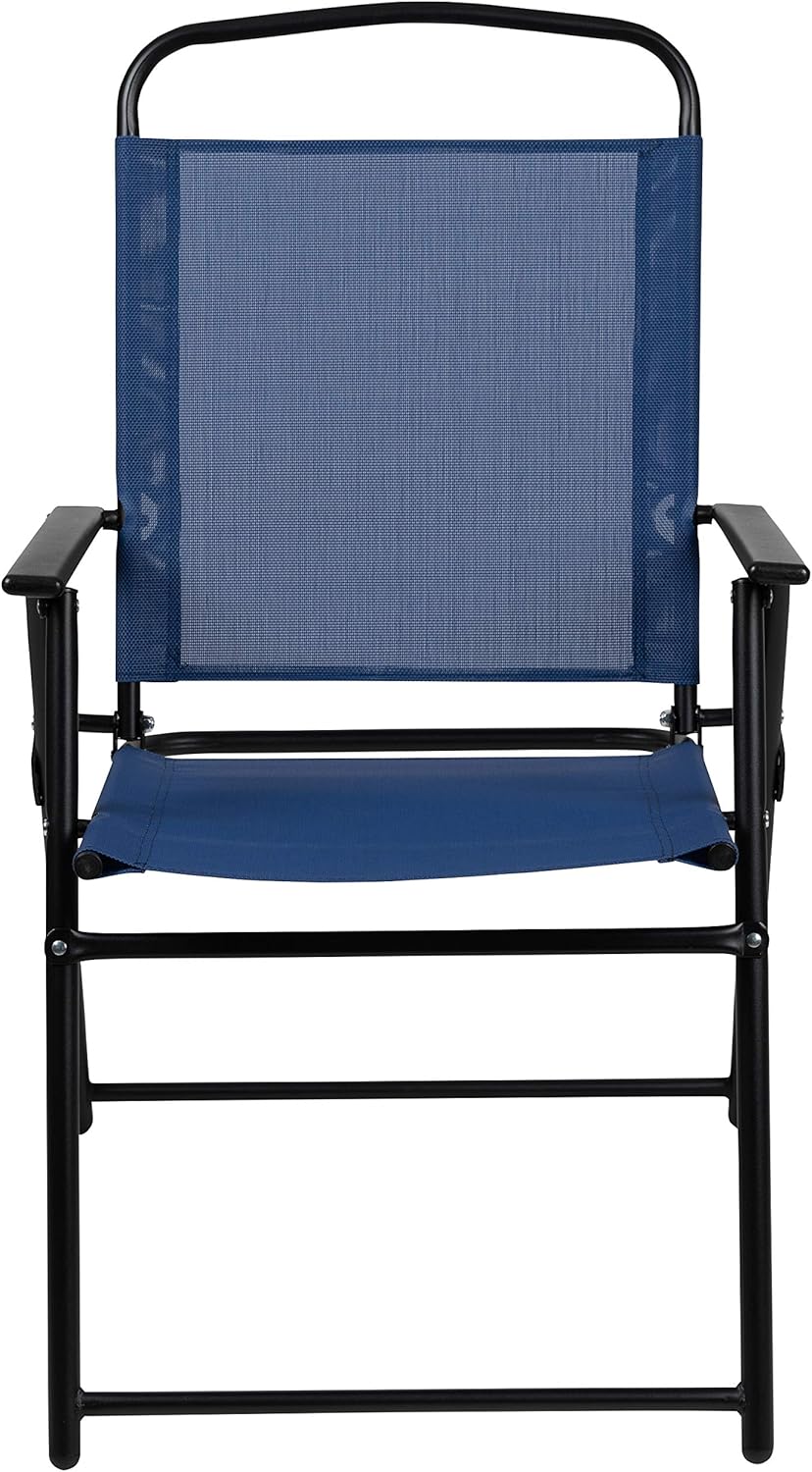 EMMA + OLIVER 6 Piece Brown Patio Garden Set with Umbrella Table and Set of 4 Folding Chairs