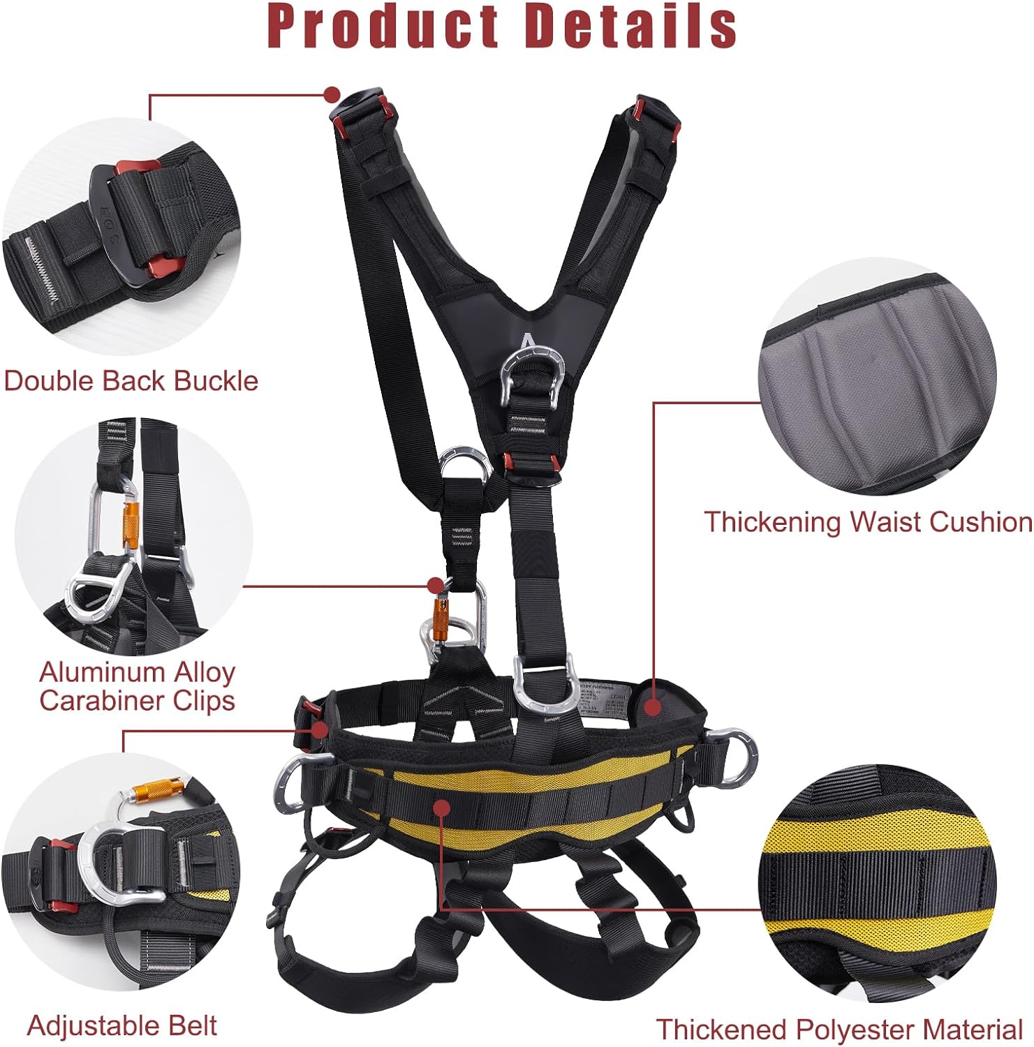 Full Body Climbing Harness Can Be Inverted Thicken Widen Protect Waist Safety Harness Tree Work Rock Climbing Mountaineering Rescuing Work at Height