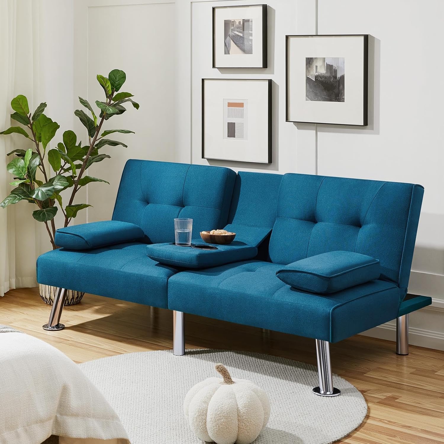 Convertible Sofa Bed Modern Imitation Leather Home Recliner Flip Double Sofa Folding Sofa Bed Guest Bed