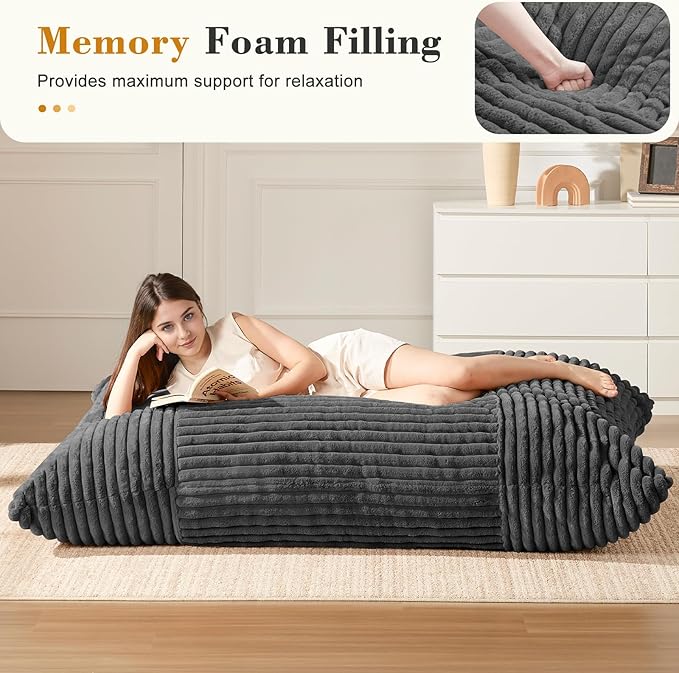 3-in-1 Giant Bean Bag Chair for Adults & Kids