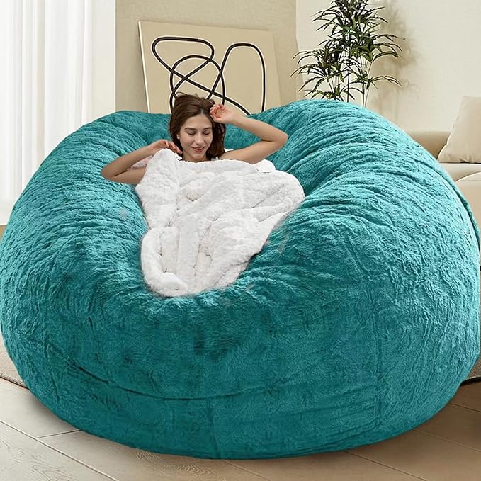 BCU Comfy Faux Fur Bean Bag Chair Cover (No Filler)