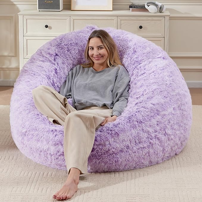 Faux Fur Washable Bean Bag Chair Cover(No Filler) for Textile Plush Toys