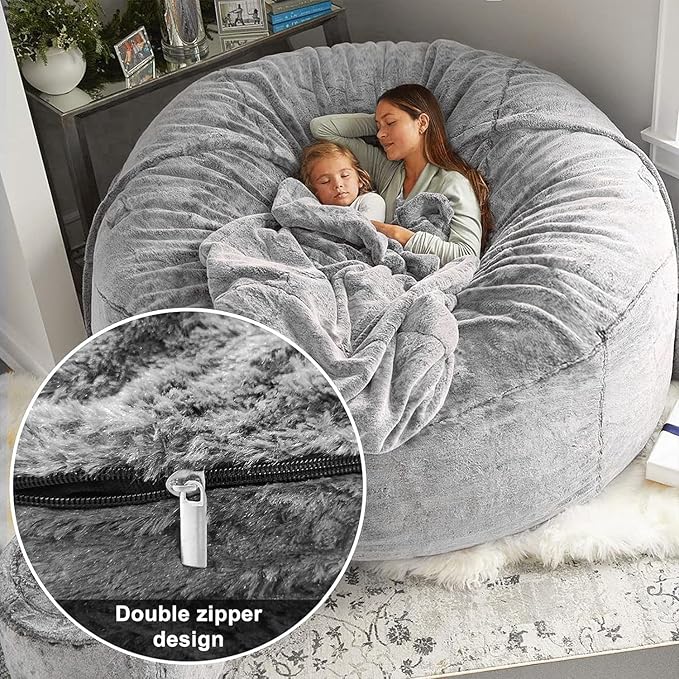 BCU Comfy Faux Fur Bean Bag Chair Cover (No Filler)