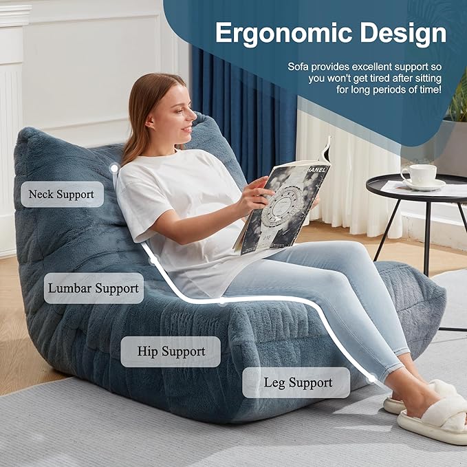 Giant Memory Foam Bean Bag Chair for Adults, Ultra-Soft Plush Lazy Sofa