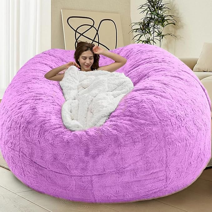 BCU Comfy Faux Fur Bean Bag Chair Cover (No Filler)