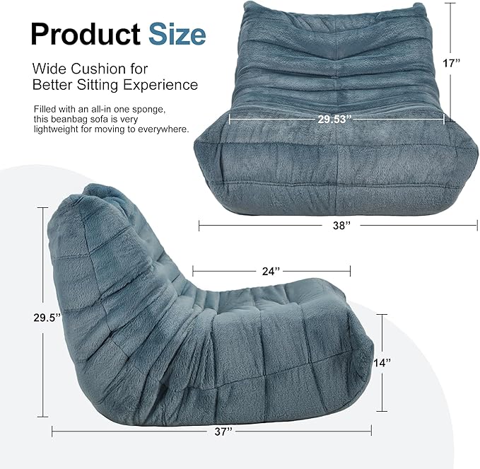 Giant Memory Foam Bean Bag Chair for Adults, Ultra-Soft Plush Lazy Sofa