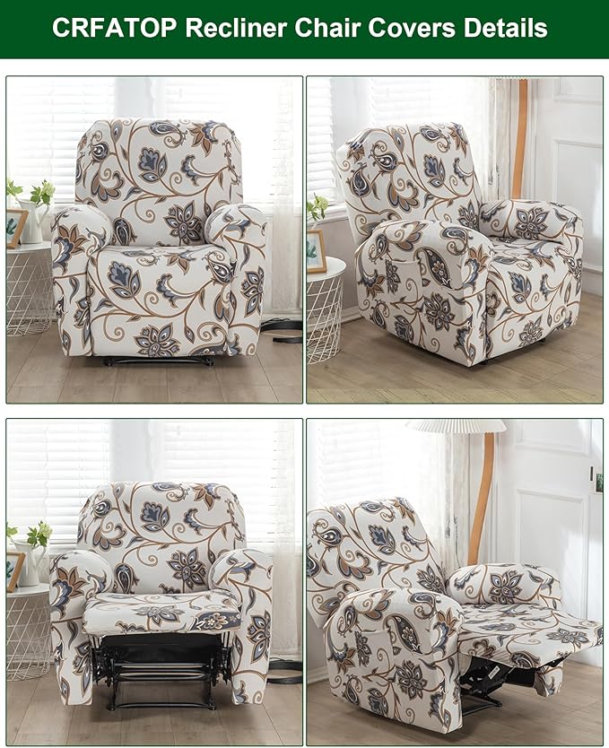 CRFATOP Stretch Recliner Cover 4-Pieces