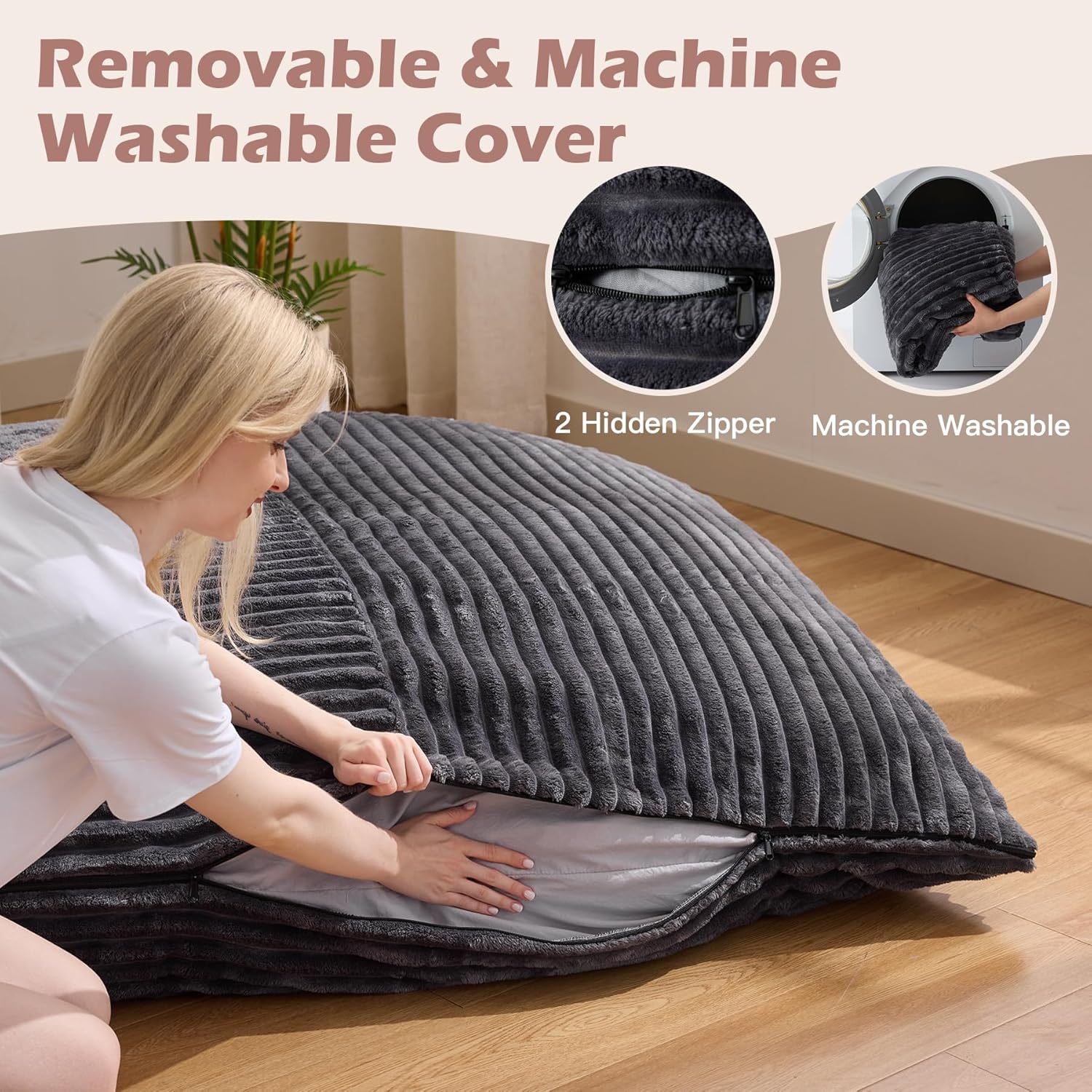 3-in-1 Giant Bean Bag Chair for Adults & Kids