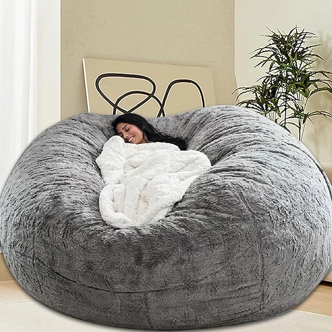 BCU Comfy Faux Fur Bean Bag Chair Cover (No Filler)