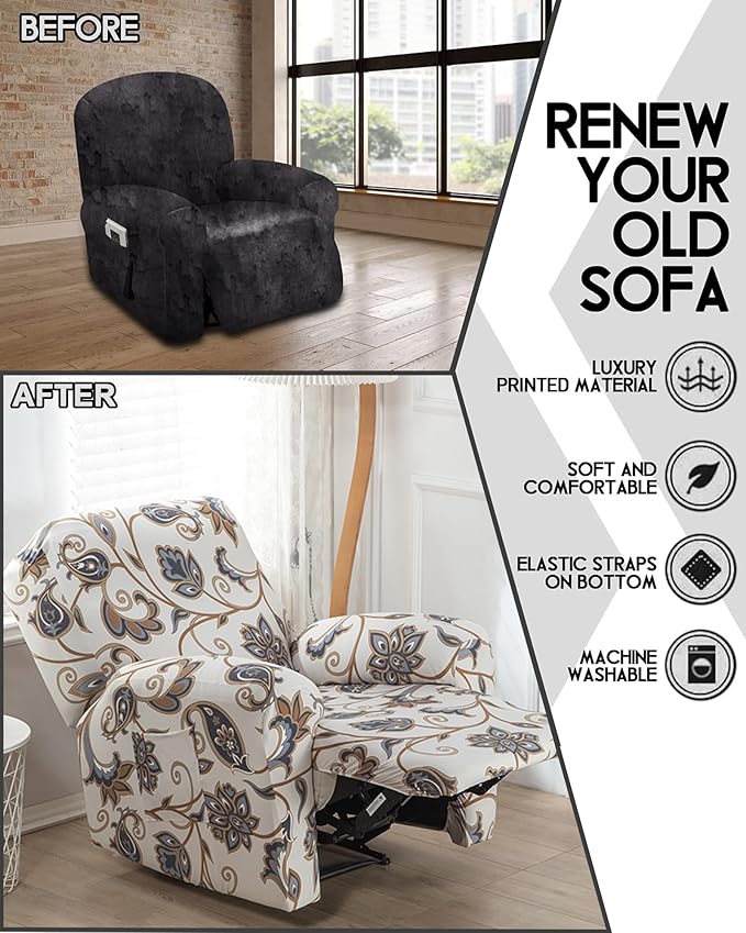 CRFATOP Stretch Recliner Cover 4-Pieces