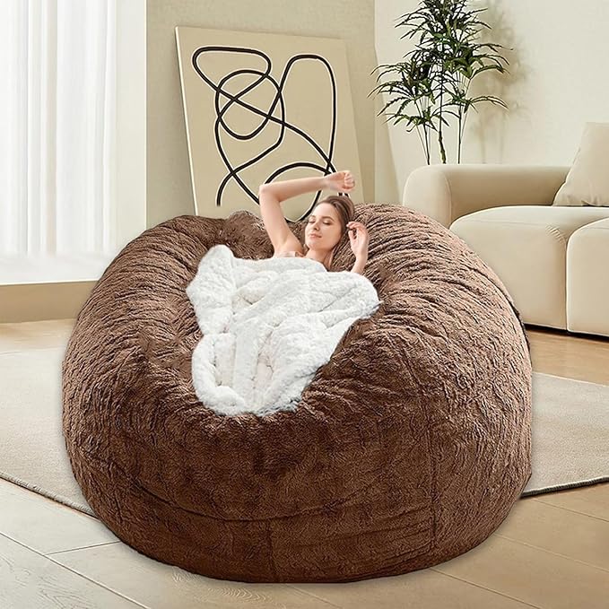 BCU Comfy Faux Fur Bean Bag Chair Cover (No Filler)