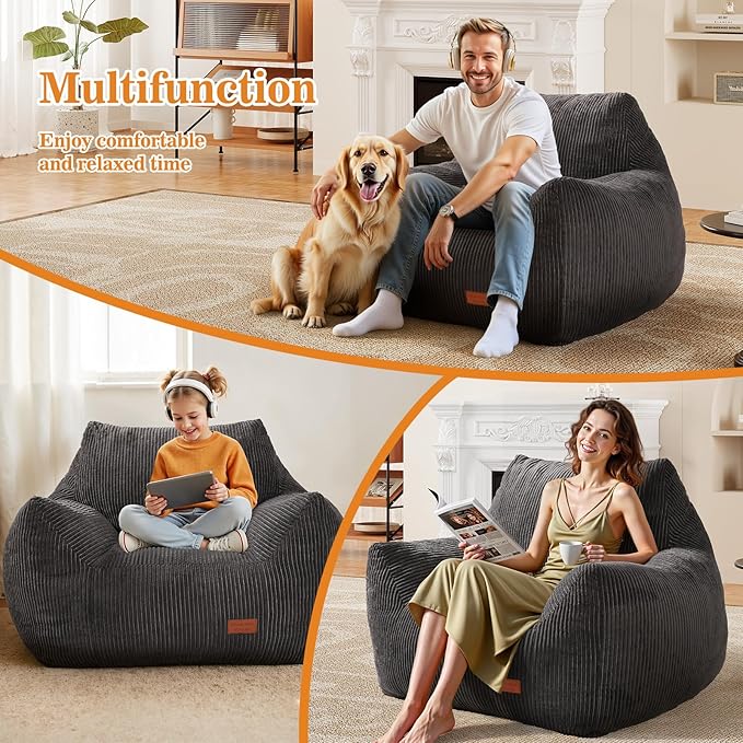Ultra Soft Living Room Bean Bag with Armrests