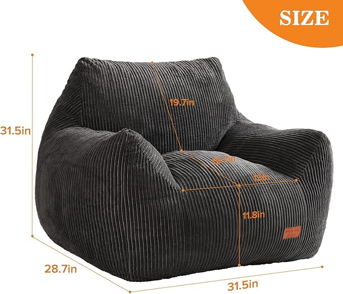 Ultra Soft Living Room Bean Bag with Armrests