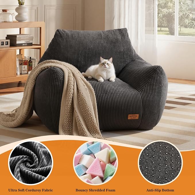 Ultra Soft Living Room Bean Bag with Armrests