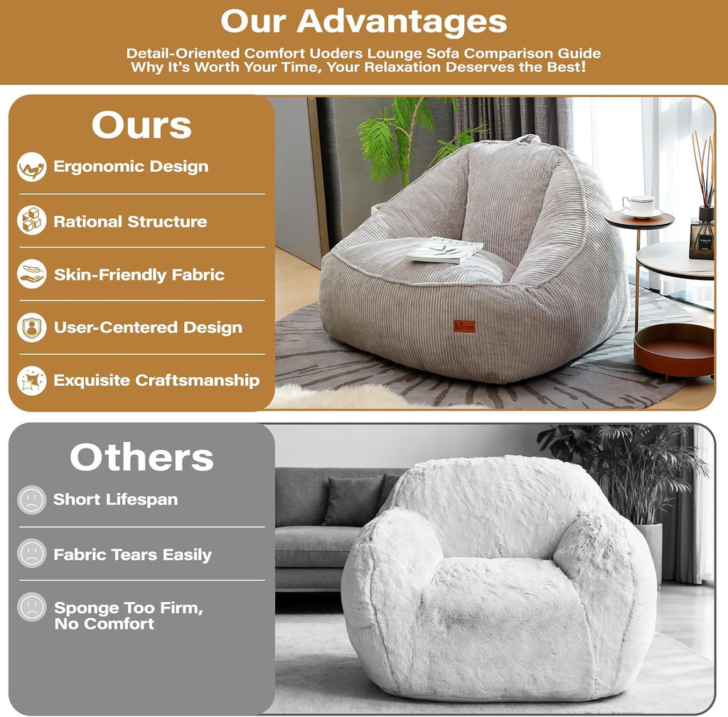 Floor Lazy Sofa for Living Room Gaming & Reading (M-Slate Grey)