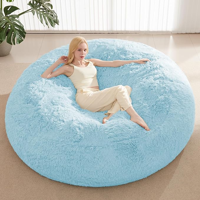 Faux Fur Washable Bean Bag Chair Cover(No Filler) for Textile Plush Toys