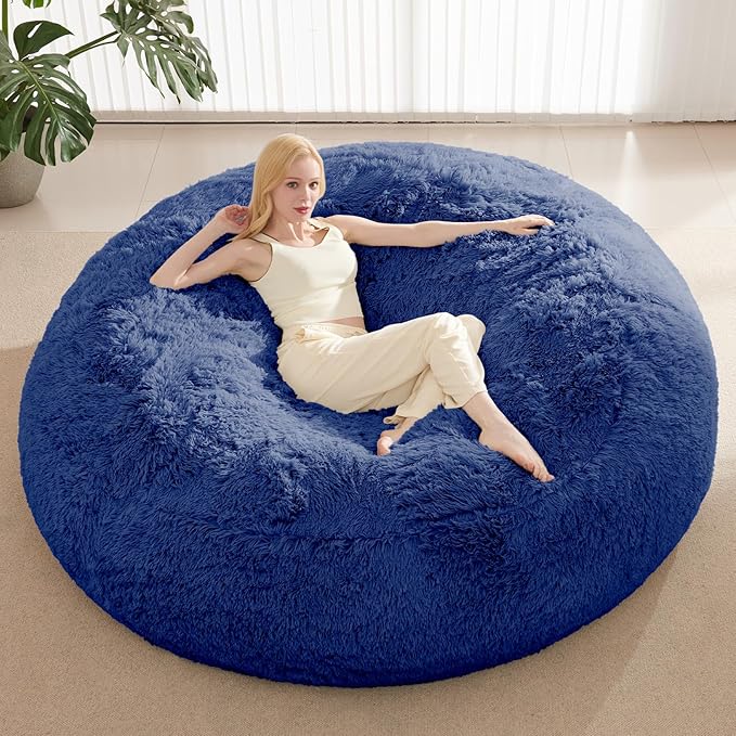 Faux Fur Washable Bean Bag Chair Cover(No Filler) for Textile Plush Toys