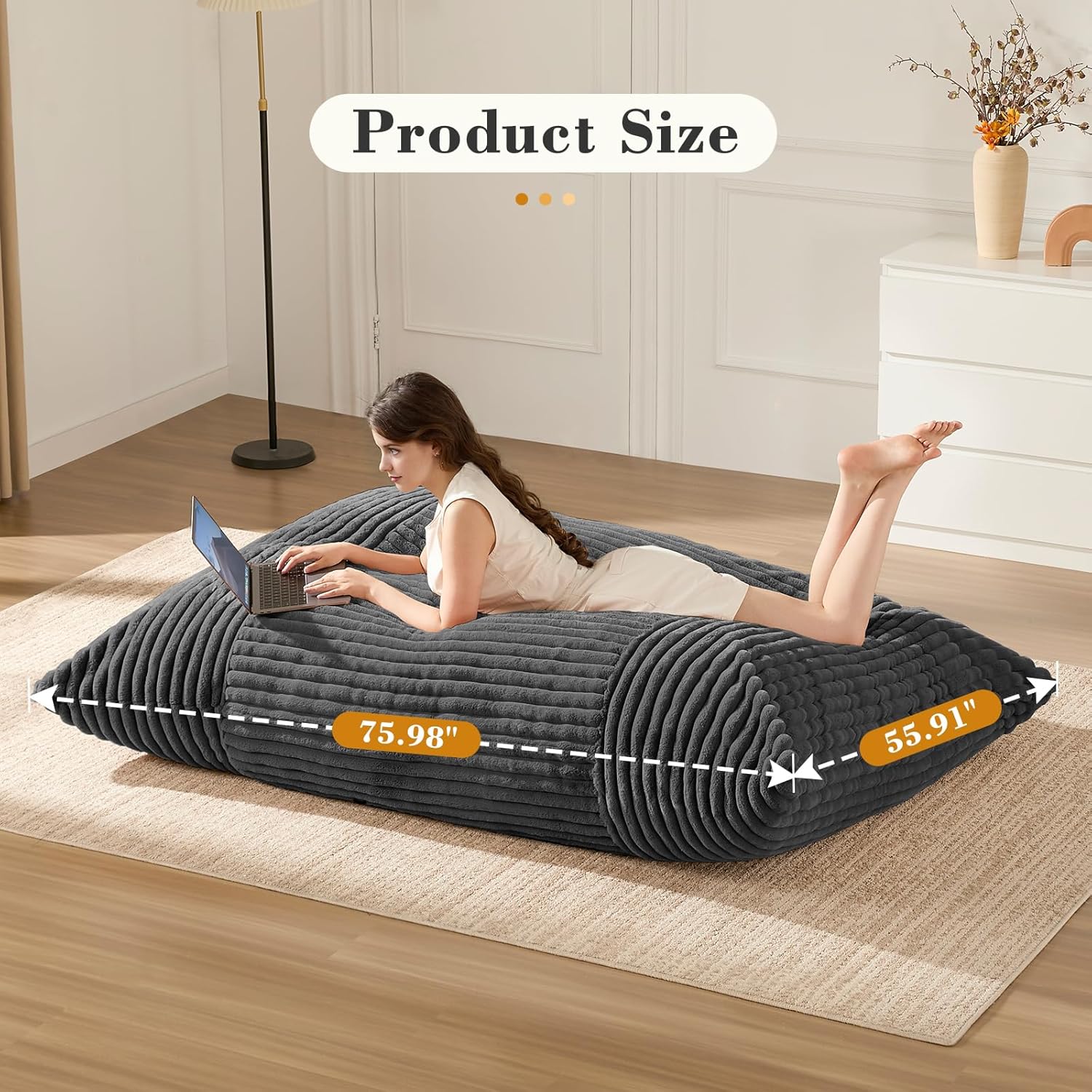 3-in-1 Giant Bean Bag Chair for Adults & Kids