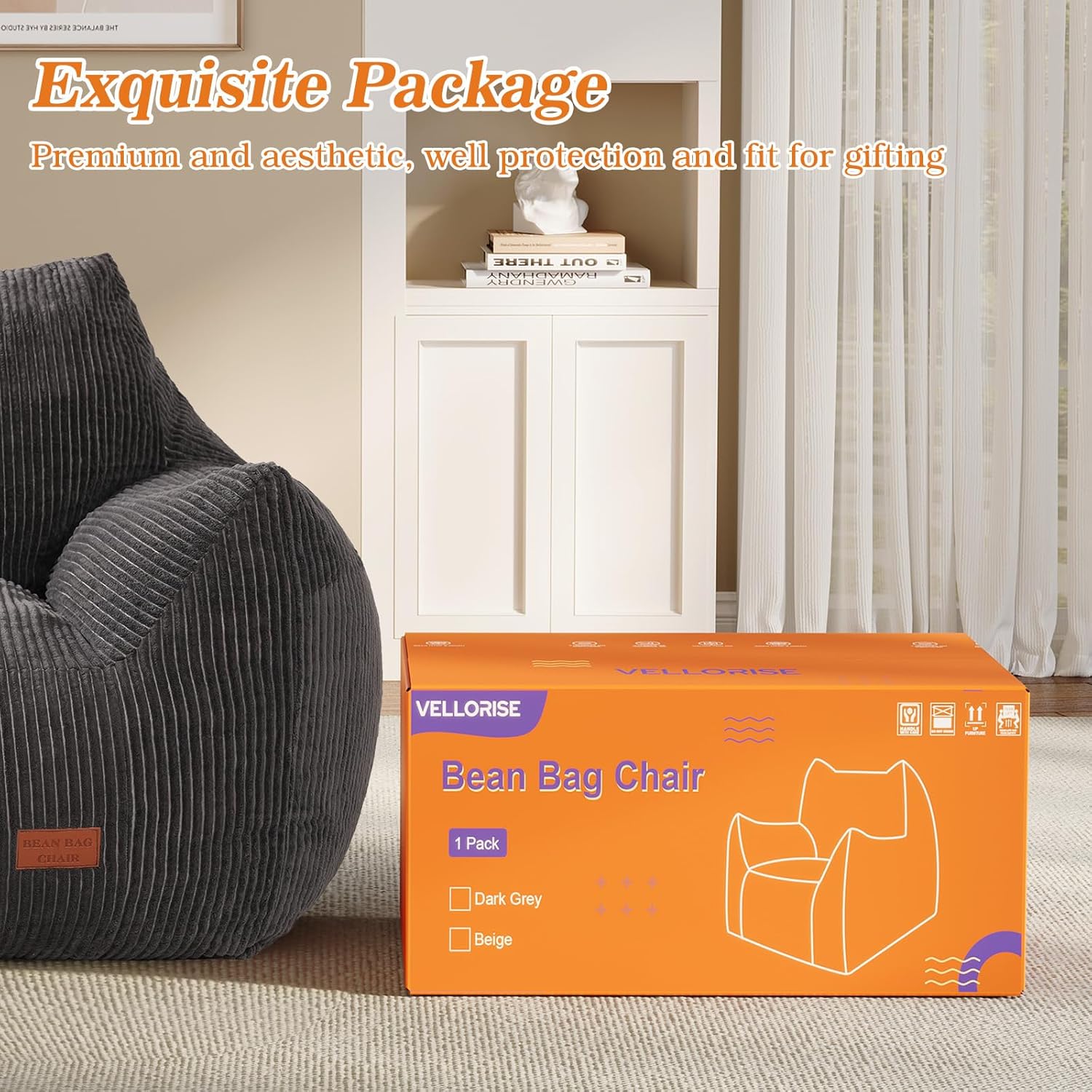 Ultra Soft Living Room Bean Bag with Armrests