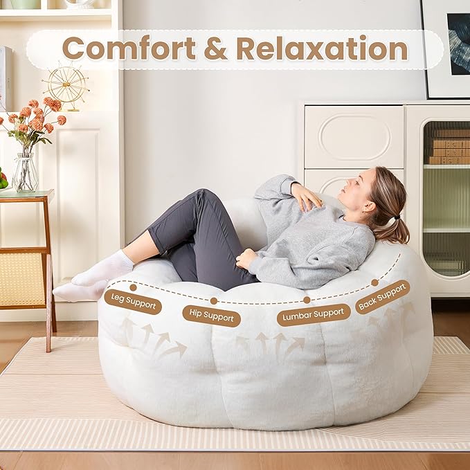 Soft Faux Fur Floor Seating with Memory Foam