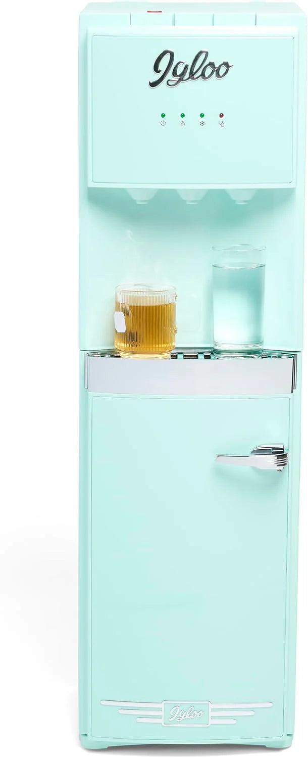 Igloo Top Loading Water Dispenser Hot and Cold Water Dispenser Black and Stainless Steel