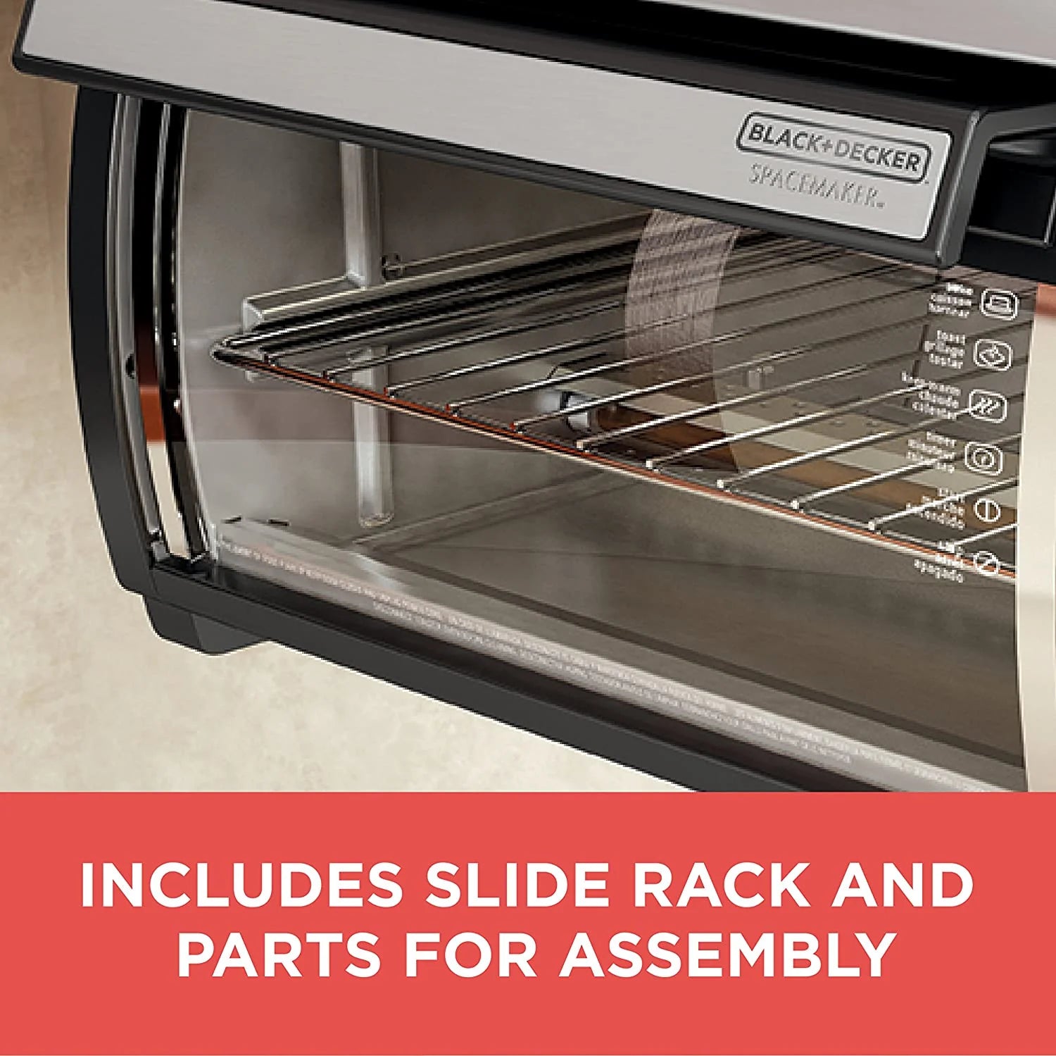 BLACK+DECKER SpaceMaker Under-Counter Toaster Oven, Digital Controls, Black/Stainless Steel, Fits 9?测?? Pizza, TROS1000D