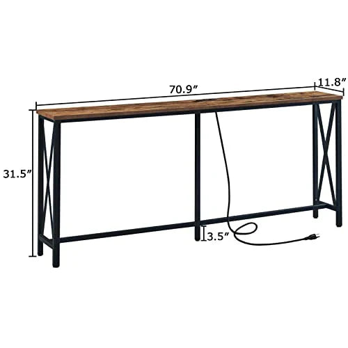 SUPERJARE 70 Inch Console Table with 2 Outlet and 2 USB Ports