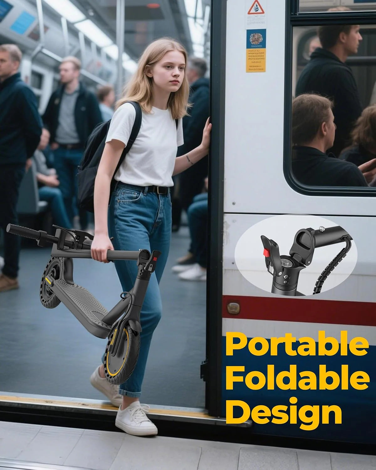 Electric Scooter, 350W/500W Motor, Top Speed 19/22 mph, Max 16/23/28Miles Ranges, Foldable E Scooter for Adults