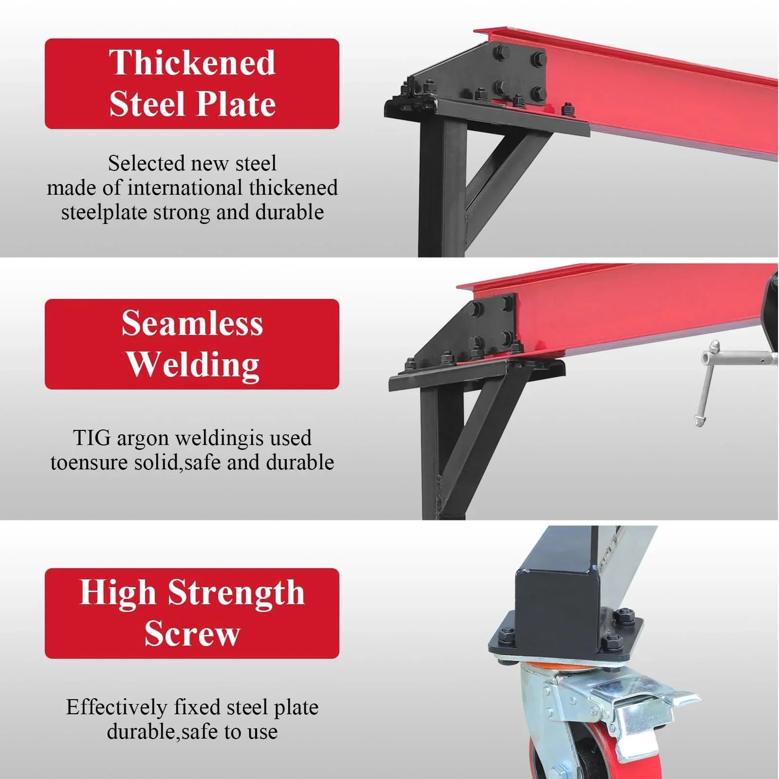Garvee 1 Ton Adjustable Gantry Crane, 2200 lbs Capacity, Height Adjustable 96.5-143.7, Portable Hoist for Factory, Construction, Warehouse, Auto Repair