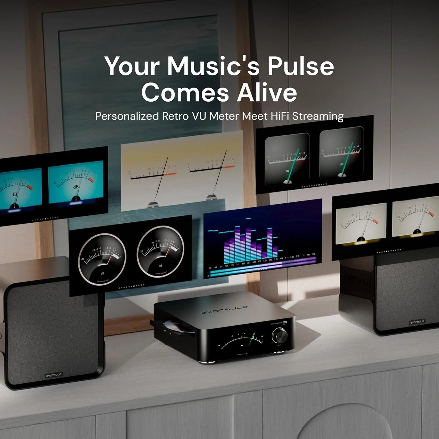 Eversolo Play Music Streamer with Amp & DAC, 5.5 Touchscreen, Black