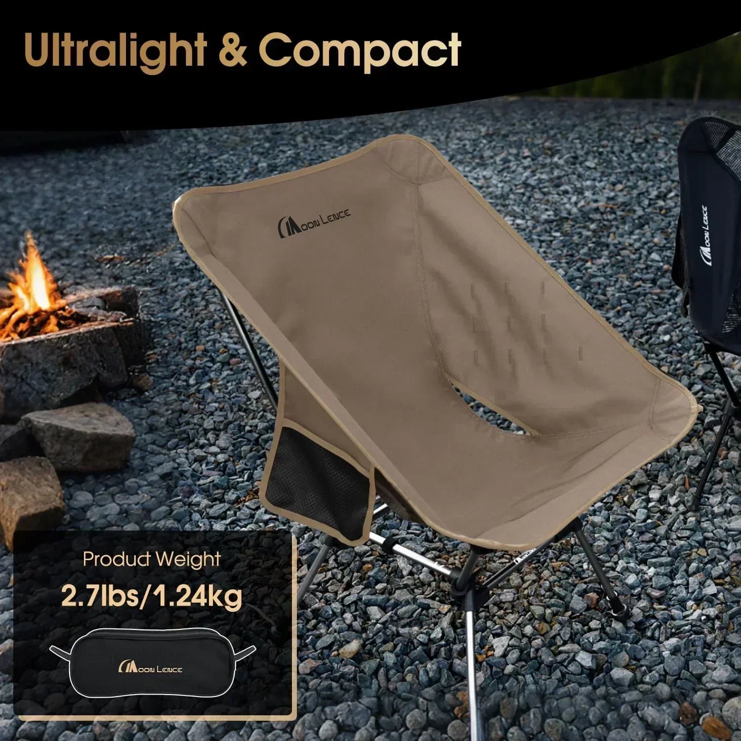 Portable Camping Chair Plus Folding Chair for Backpacking and Hiking
