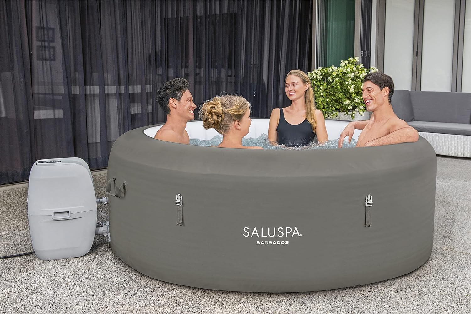 Inflatable Hot Tub Spa (71 x 26) | Portable Hot Tub with 2 Covers (1 Energy-Efficient Thermal Cover and 1 Standard Cover) | Fits Up to 2-4 Persons | Black
