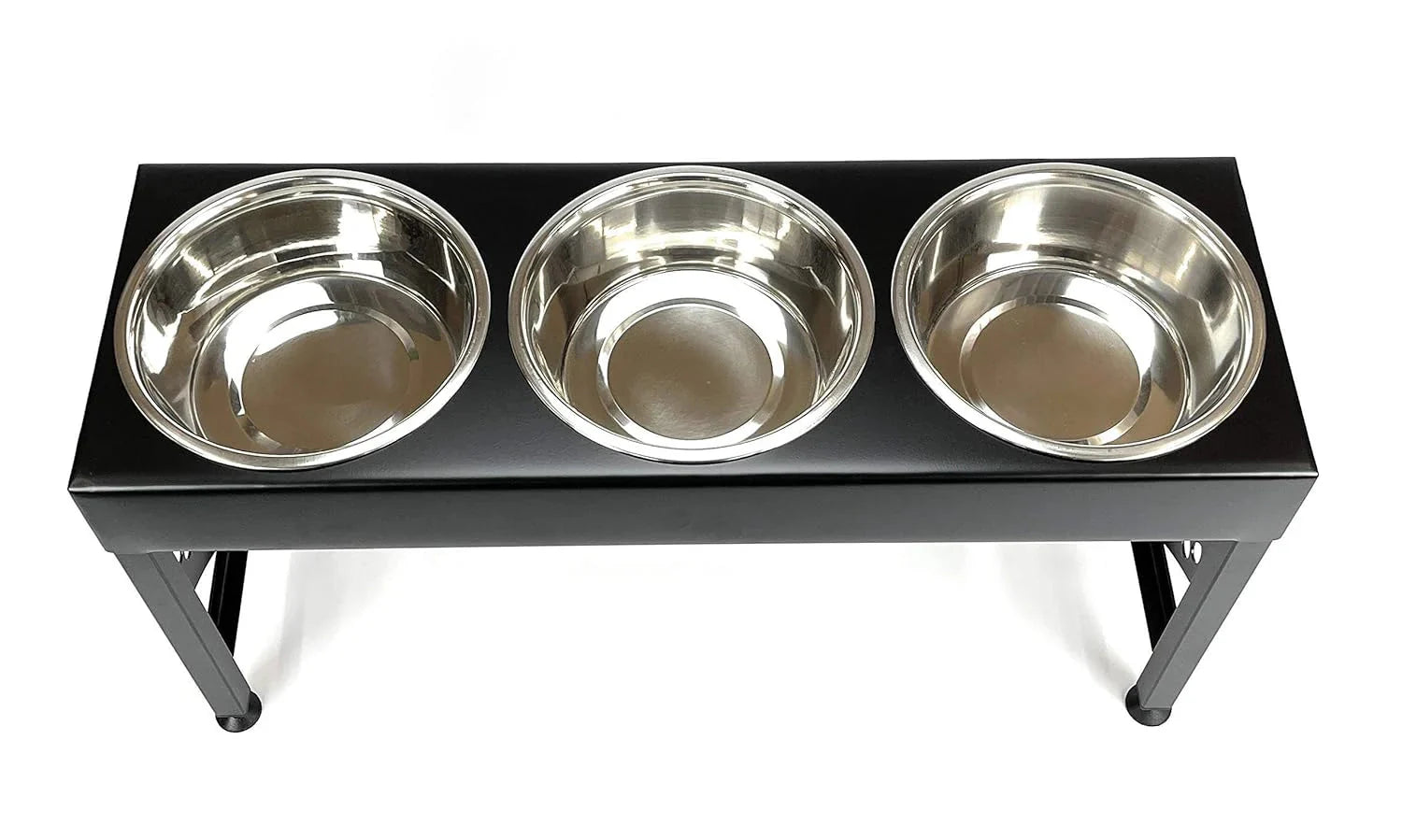 Pet Feeding Station Triple 3-Quart Metal Dog Bowl 16 Tall