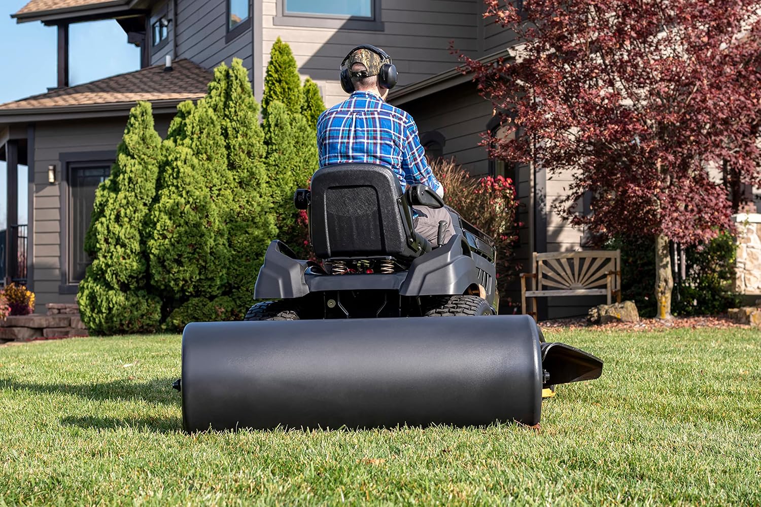 Agri-Fab 45-0604 18 x 48 Tow Behind Poly Lawn Roller 550 lbs Weight with Water, Poly Drum and Steel Frame, with Plug. Designed for Lawn and Garden Tractors
