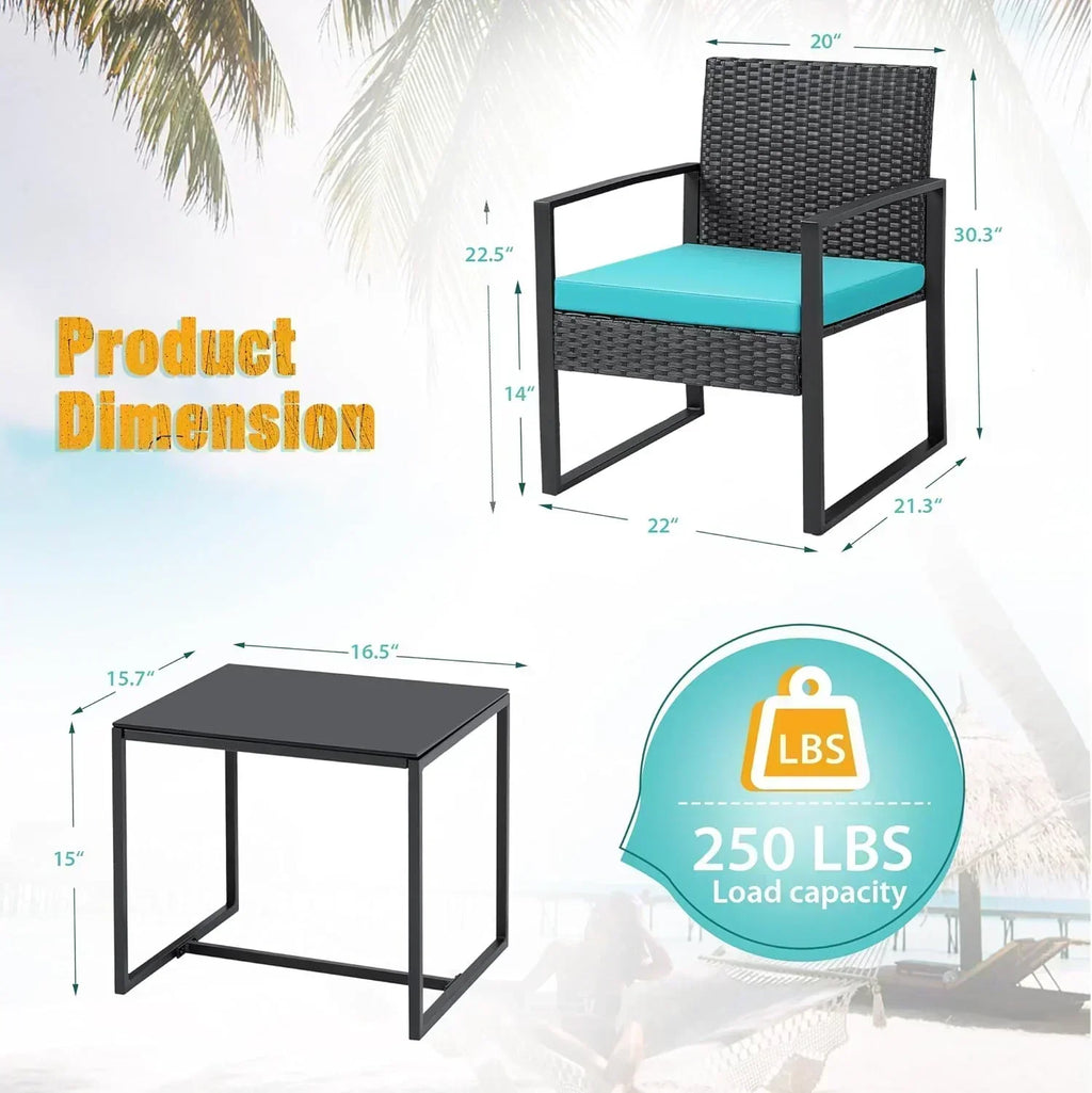Flamaker 3 Pieces Patio Set Outdoor Wicker Furniture Sets Modern Rattan Chair Conversation Sets