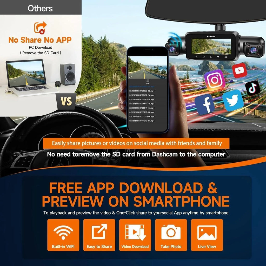 360�� Dash Cam 4-Channel FHD 4*1080P Wi-Fi GPS Voice Control Car Camera, Front 2K+1080P*2 Dash Cam, with 64GB SD Card, Night Vision, 24-Hour Parking Mode