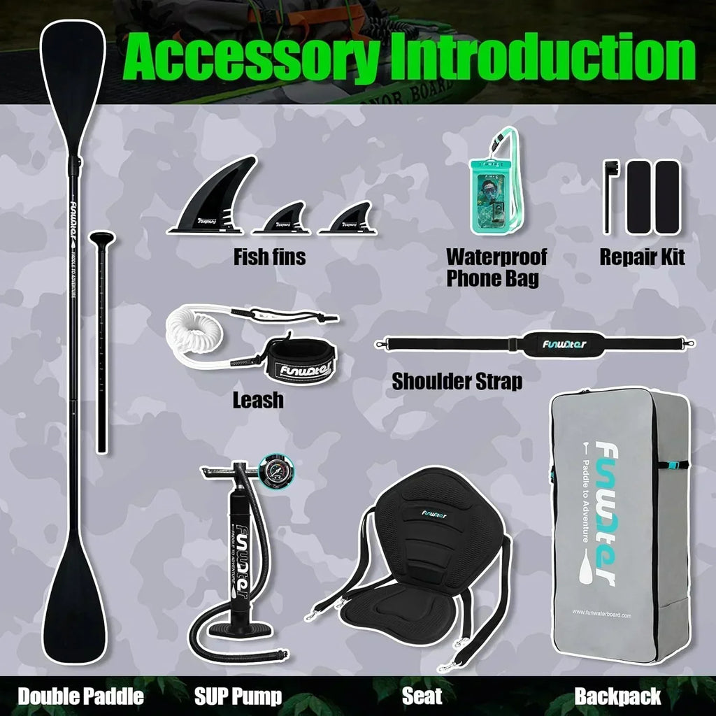 FunWater Inflatable Stand Up Paddle Board Premium SUP Paddle Accessories EVA Deck