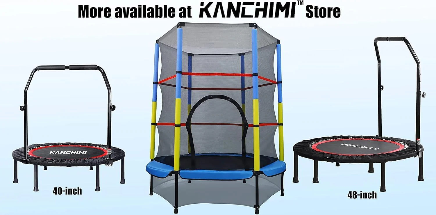 Kanchimi 40 48 Folding Mini Fitness Indoor Exercise Workout Rebounder Trampoline with Handle, Max Load 330lbs