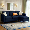 JAMFLY 3 Seat Convertible L Shaped Sectional Sofa  Ottoman Upholstered Fabric Couch