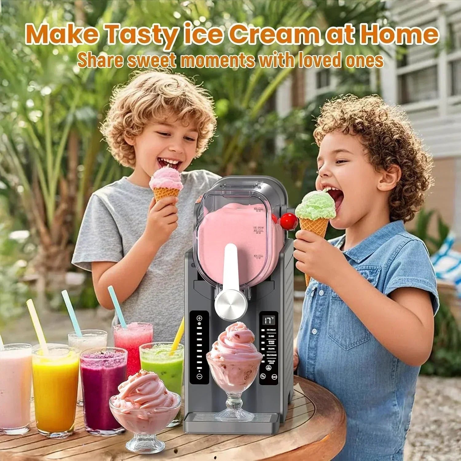 Slushie Machine Professional Frozen Drink Maker No Ice Needed Slushy Machine with LED Display