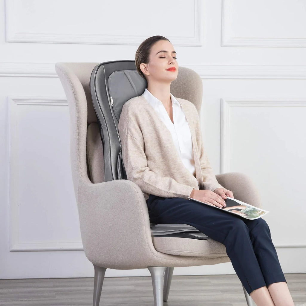 COMFIER Massager Chair with Heat Shiatsu Neck Back Massager Portable with Compress & Rolling Massage Chair Pad for Full Back Neck & Shoulders Full Body Pain