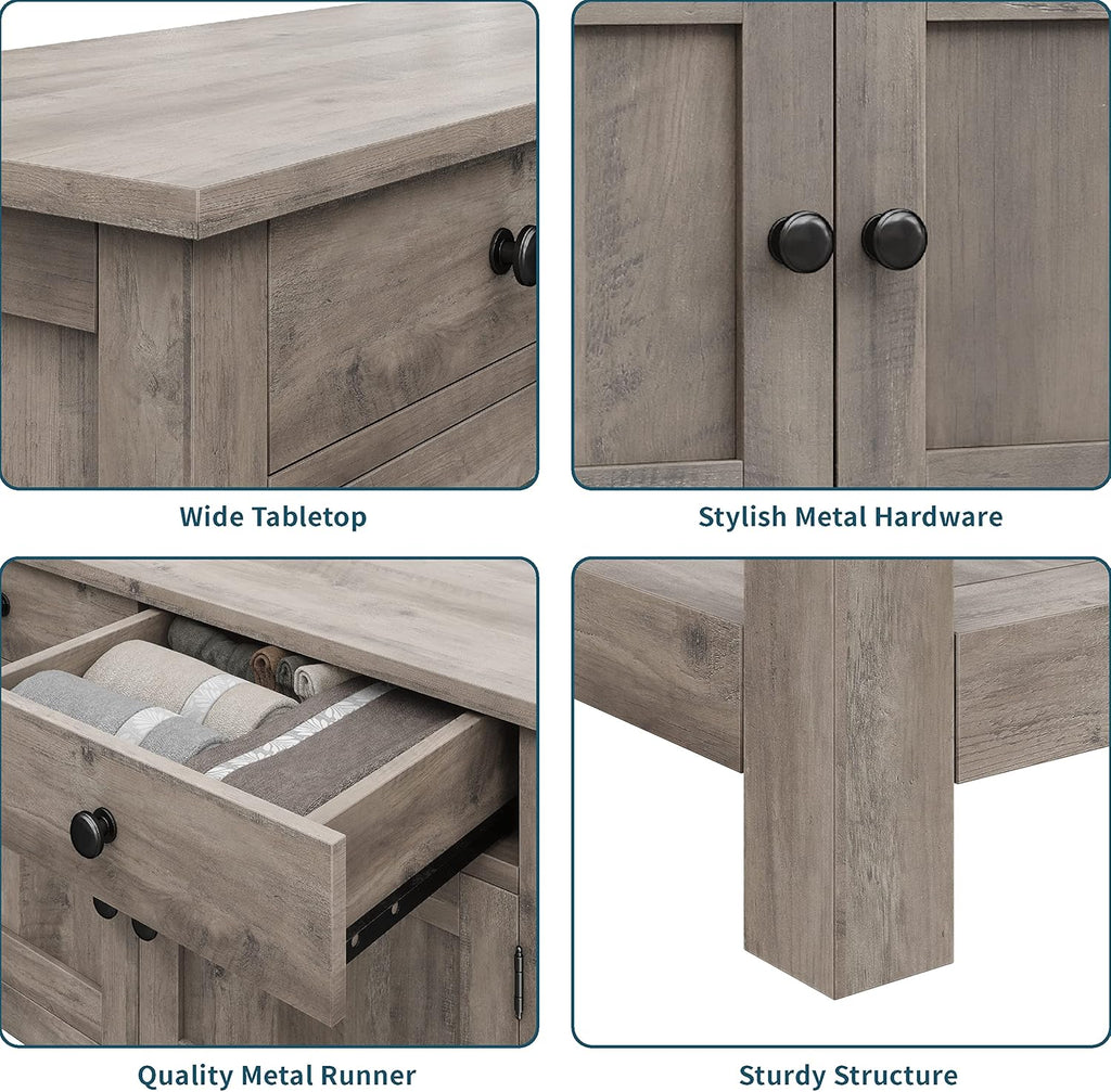 Farmhouse style console table coffee bar entry table with storage rack sofa table