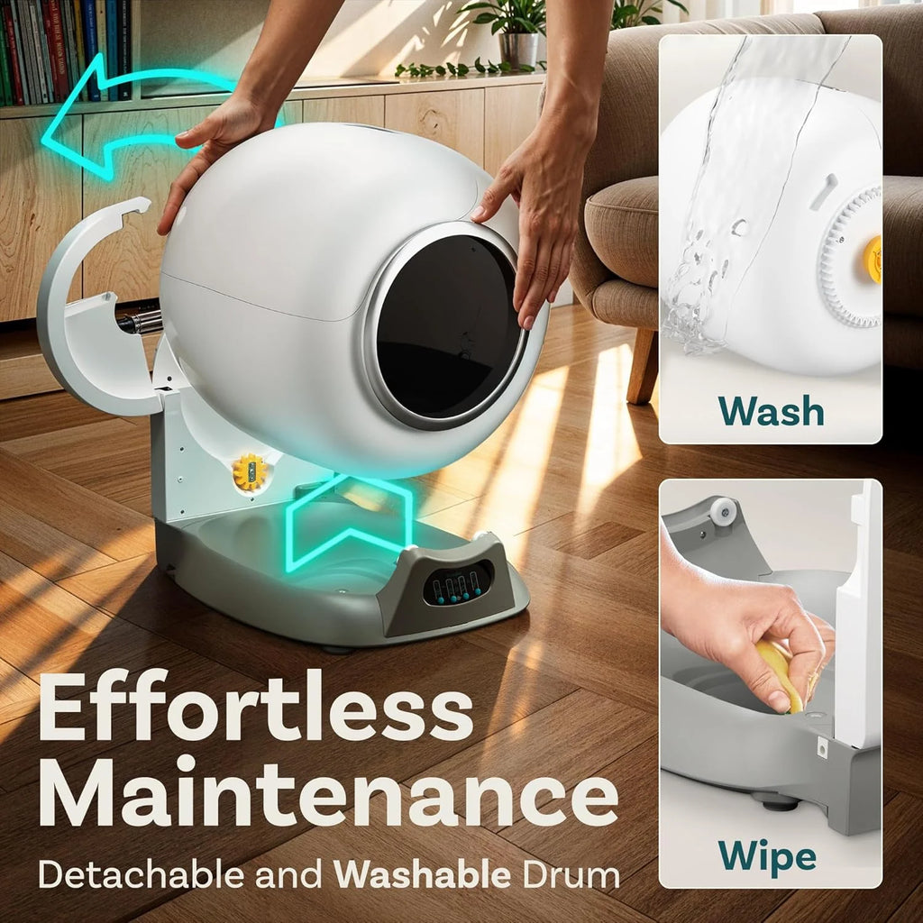Self Cleaning Litter Box with Auto Safety Sensors for Multiple Cats - Automatic Cat Litter Box Self-Cleaning - Covered Odor Removal with APP Control - Compatible On All WiFi