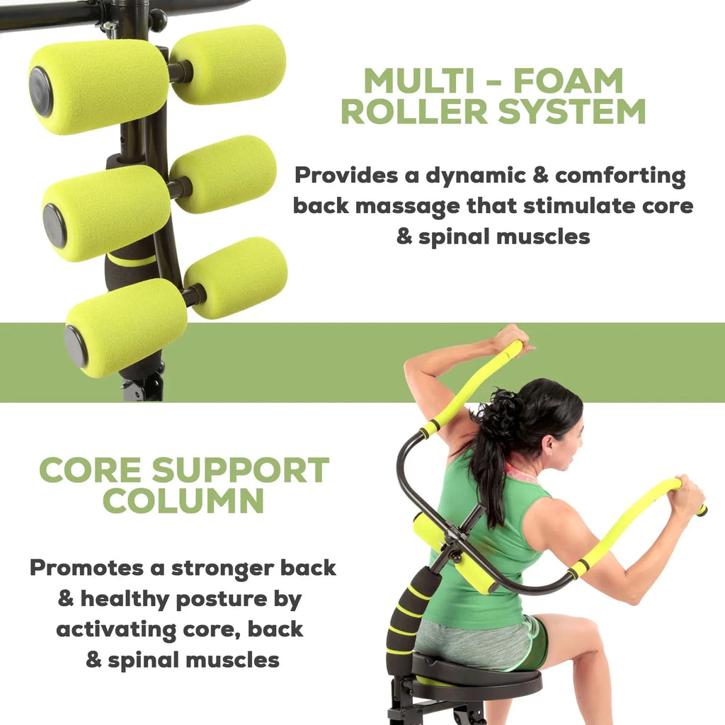 AB Doer 360 Fitness System with 6 Pack Back Roller Provides an Abdominal and Total Body Workout with Aerobics to Burn Calories and Work Muscles Simultaneously.