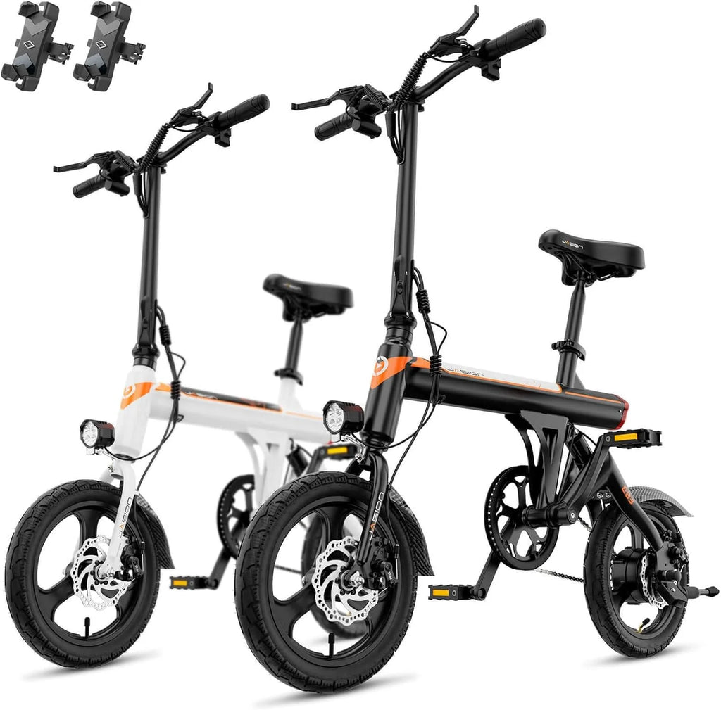 Jasion EB3 Electric Bike Adults 21mph, 500W Peak Motor, 270Wh Battery, Rear Suspension, 3 Levels Assist, 14′′ Folding Ebike for Adults and Teens, Complies to UL2849