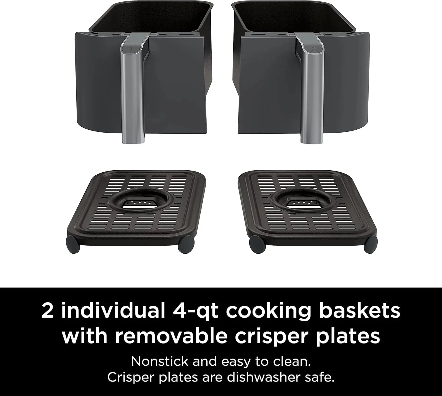 Ninja Foodi 10QT 6-in-1 DualZone Smart XL Air Fryer, 2 Independent 5QT Baskets, Smart Cook Thermometer, Match Cook, Smart Finish, Air Fry, Roast, Bake, Dehydrate, Reheat, Grey, DZ550