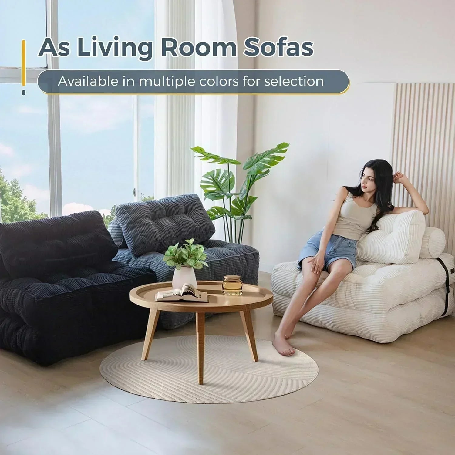 MAXYOYO Folding Sofa Bed Convertible Sleeper Chair with Pillow Foldable Mattress with Back Support