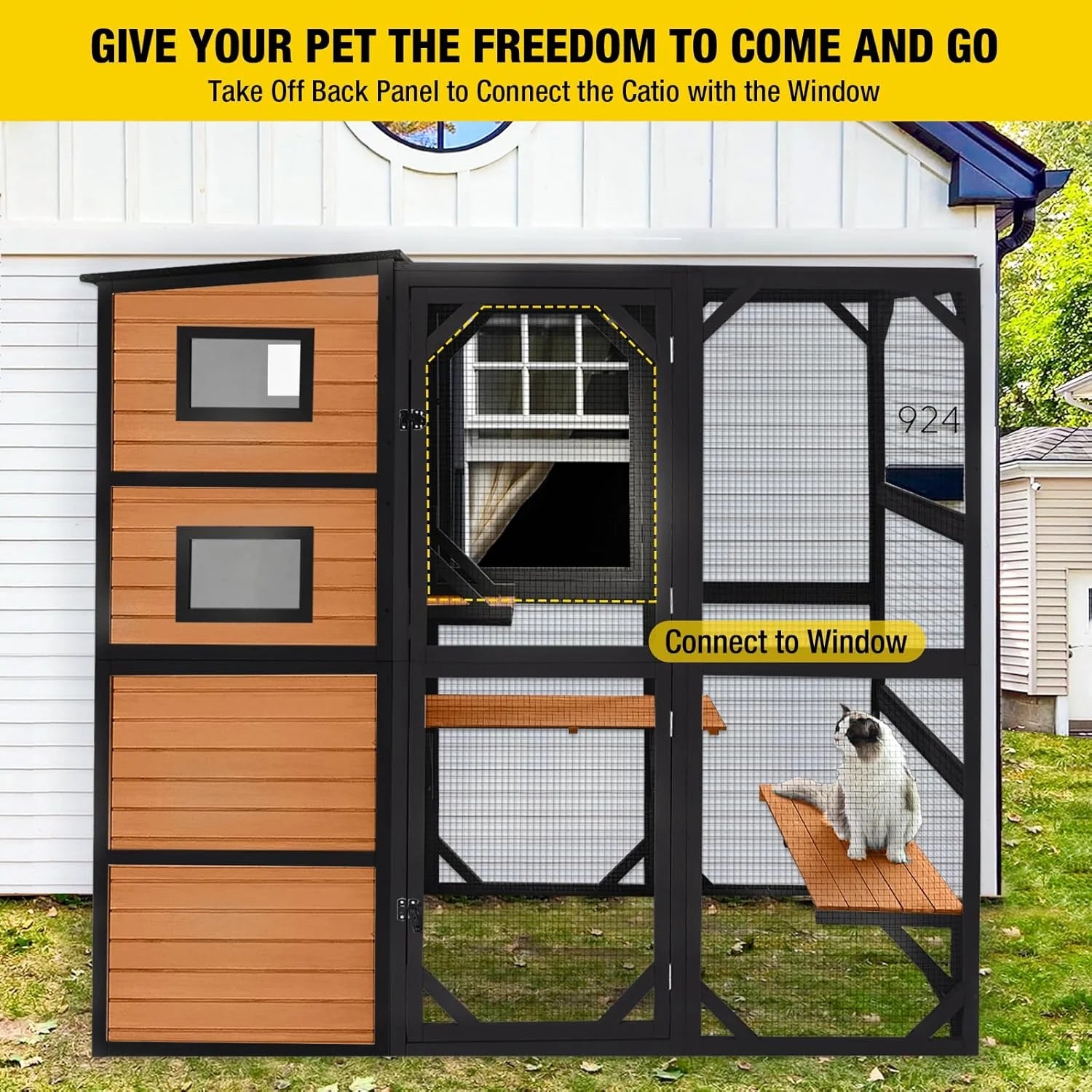 Aivituvin Large Cat Catio, 4 Tiers, Weatherproof Roof, 70H x 77L