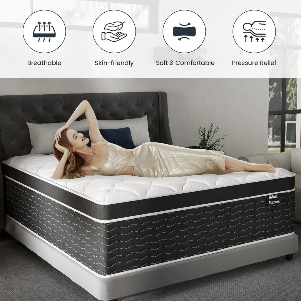 Full Size Mattress, 10 Inch Full Size Mattress in a Box, Medium Plush Hybrid Mattress